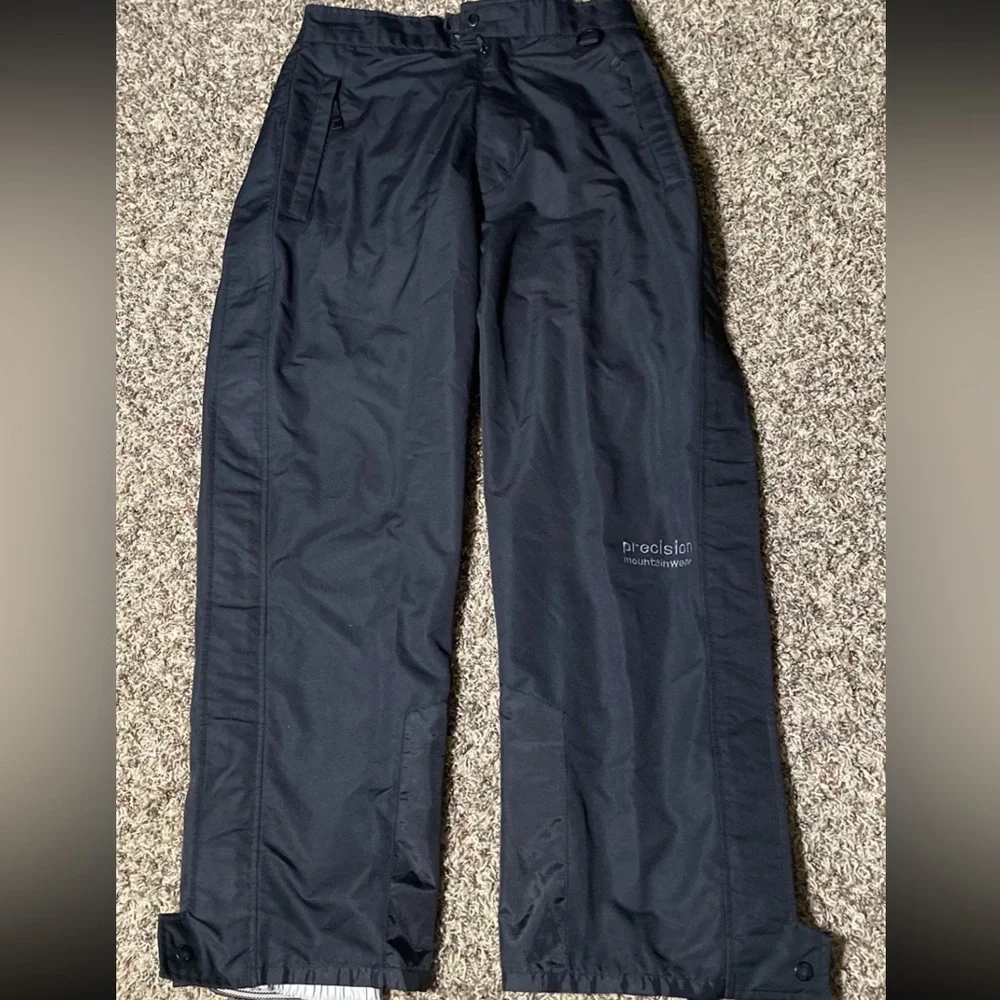 Vtg Y2K Precision Mountainwear Black Snowboard Ski Pants Men’s S Side Zippers
